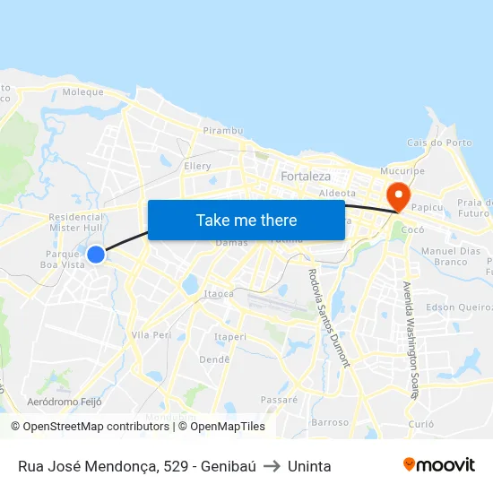 Rua José Mendonça, 529 - Genibaú to Uninta map