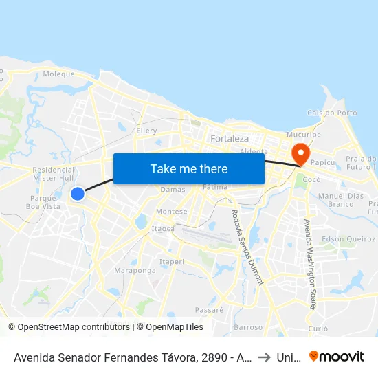 Avenida Senador Fernandes Távora, 2890 - Autran Nunes to Uninta map