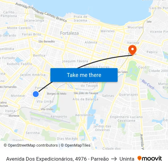 Avenida Dos Expedicionários, 4976 - Parreão to Uninta map