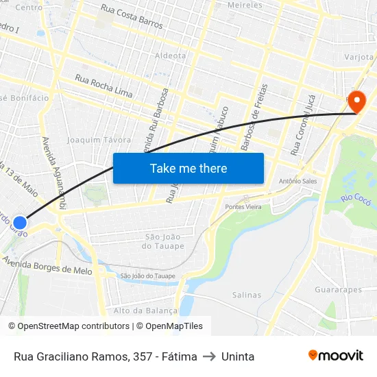 Rua Graciliano Ramos, 357 - Fátima to Uninta map