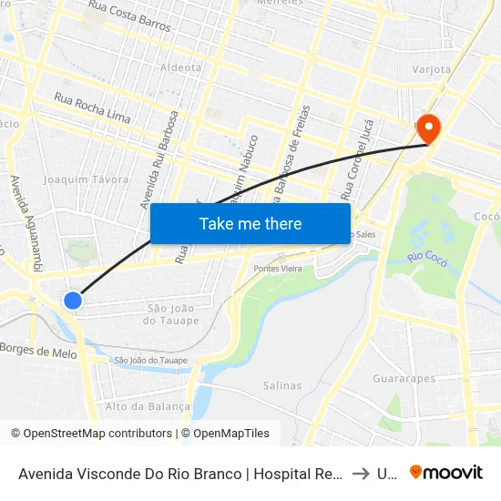 Avenida Visconde Do Rio Branco | Hospital Regional Unimed - São João Do Tauape to Uninta map