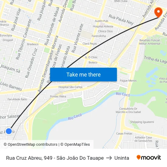 Rua Cruz Abreu, 949 - São João Do Tauape to Uninta map