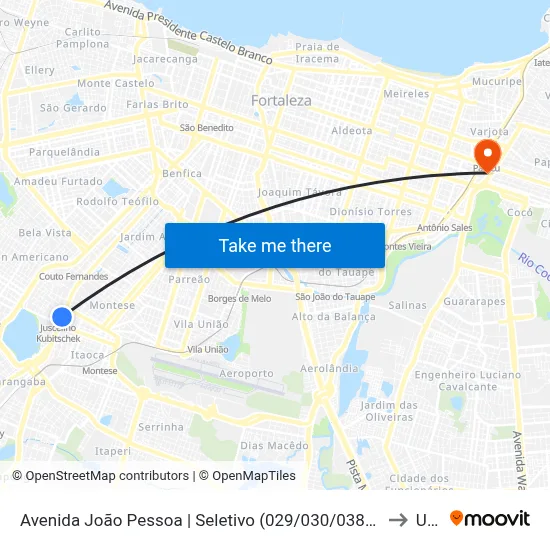 Avenida João Pessoa | Seletivo (029/030/038/048/070/077/360/390) - Demócrito Rocha to Uninta map