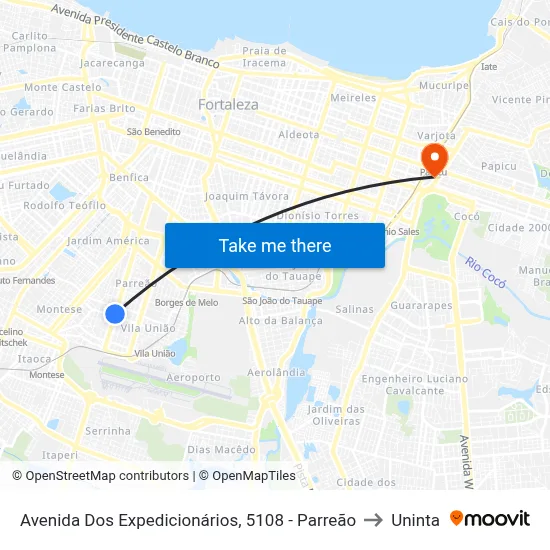 Avenida Dos Expedicionários, 5108 - Parreão to Uninta map