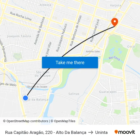 Rua Capitão Aragão, 220 - Alto Da Balança to Uninta map