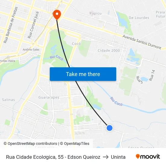 Rua Cidade Ecolơgica, 55 - Edson Queiroz to Uninta map