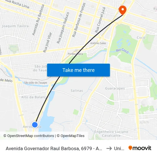 Avenida Governador Raul Barbosa, 6979 - Aerolândia to Uninta map