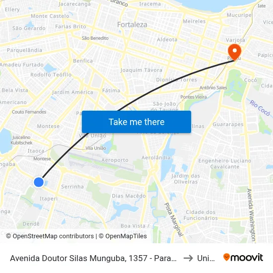Avenida Doutor Silas Munguba, 1357 - Parangaba to Uninta map