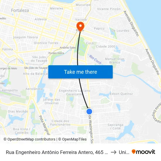 Rua Engenheiro Antônio Ferreira Antero, 465 - Parque Manibura to Uninta map
