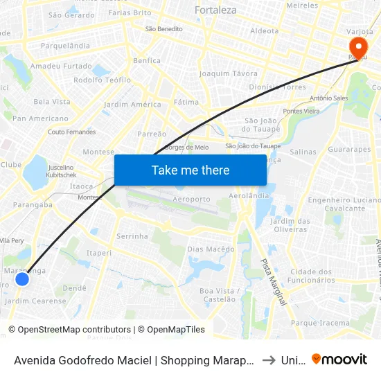 Avenida Godofredo Maciel | Shopping Maraponga - Maraponga to Uninta map