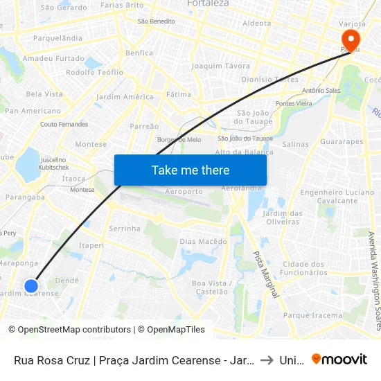 Rua Rosa Cruz | Praça Jardim Cearense - Jardim Cearense to Uninta map