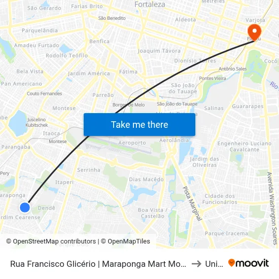 Rua Francisco Glicério | Maraponga Mart Moda - Maraponga to Uninta map