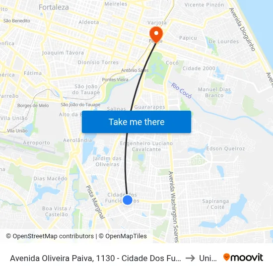 Avenida Oliveira Paiva, 1130 - Cidade Dos Funcionários to Uninta map