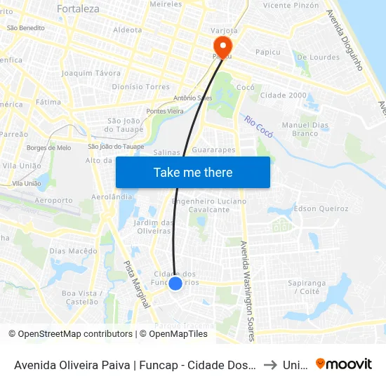 Avenida Oliveira Paiva | Funcap - Cidade Dos Funcionários to Uninta map