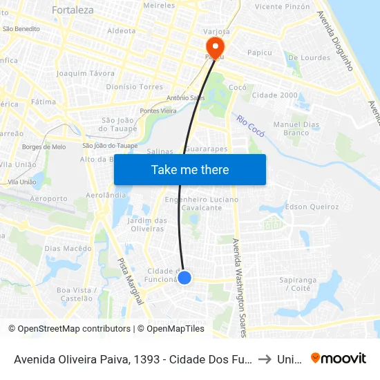 Avenida Oliveira Paiva, 1393 - Cidade Dos Funcionários to Uninta map