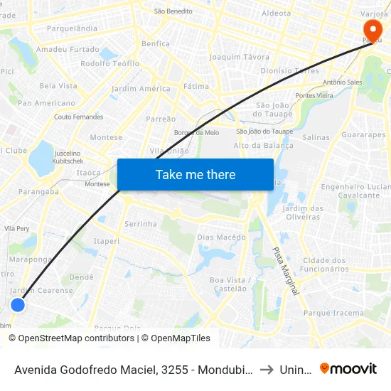 Avenida Godofredo Maciel, 3255 - Mondubim to Uninta map