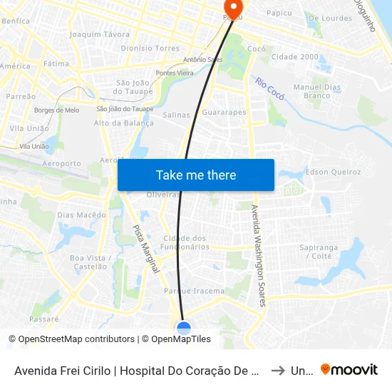 Avenida Frei Cirilo | Hospital Do Coração De Messejana - Cajazeiras to Uninta map