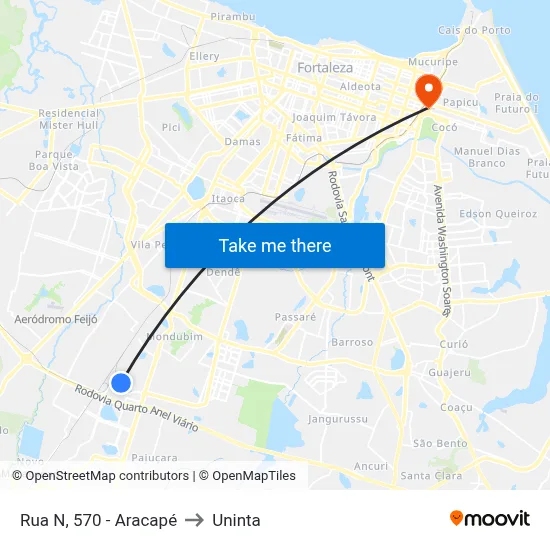 Rua N, 570 - Aracapé to Uninta map