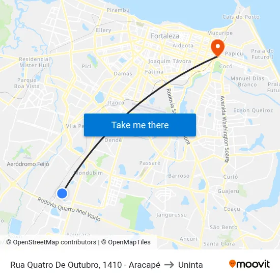 Rua Quatro De Outubro, 1410 - Aracapé to Uninta map