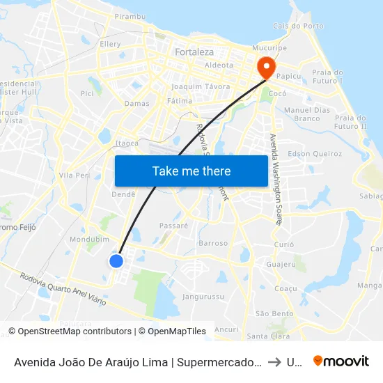 Avenida João De Araújo Lima | Supermercado Cometa - Prefeito José Walter to Uninta map