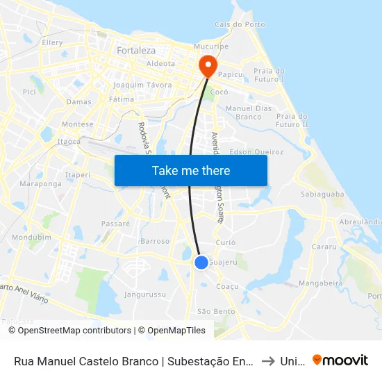 Rua Manuel Castelo Branco | Subestação Enel - Messejana to Uninta map