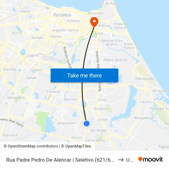 Rua Padre Pedro De Alencar | Seletivo (621/630/Metropolitano) - Paupina to Uninta map