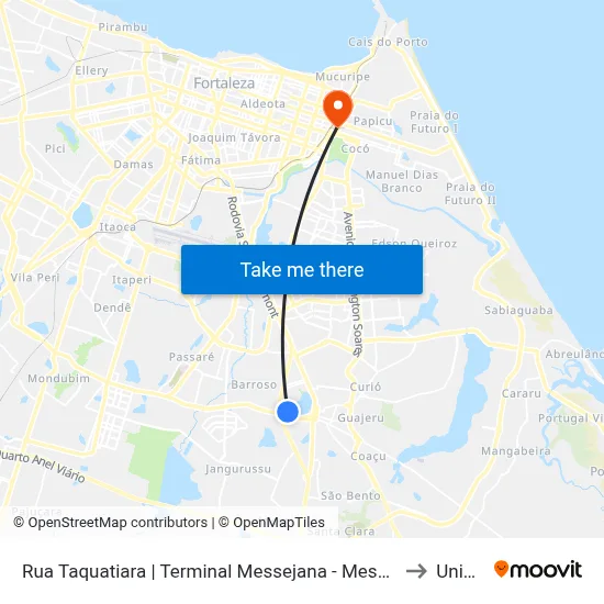 Rua Taquatiara | Terminal Messejana - Messejana to Uninta map