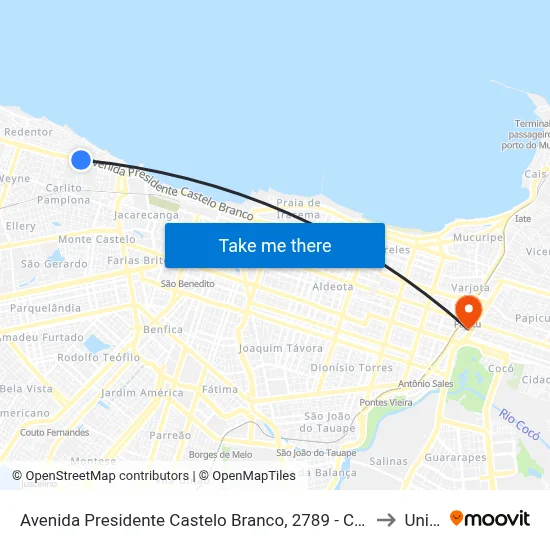 Avenida Presidente Castelo Branco, 2789 - Carlito Pamplona to Uninta map