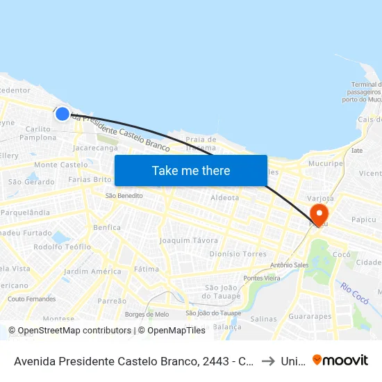 Avenida Presidente Castelo Branco, 2443 - Carlito Pamplona to Uninta map