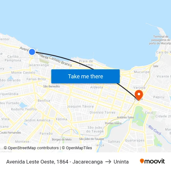 Avenida Leste Oeste, 1864 - Jacarecanga to Uninta map