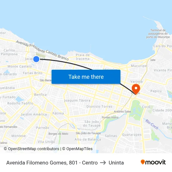 Avenida Filomeno Gomes, 801 - Centro to Uninta map