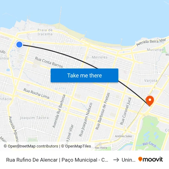 Rua Rufino De Alencar | Paço Municipal - Centro to Uninta map