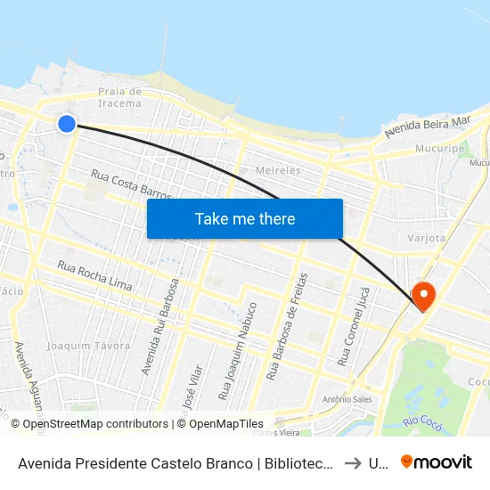 Avenida Presidente Castelo Branco | Biblioteca Pública Menezes Pimentel - Centro to Uninta map
