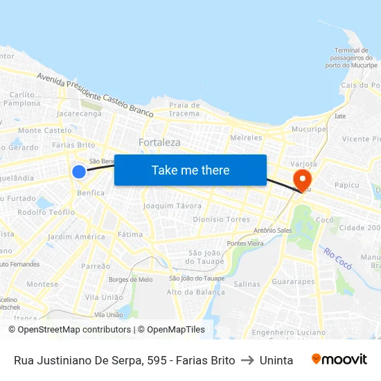 Rua Justiniano De Serpa, 595 - Farias Brito to Uninta map