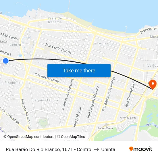 Rua Barão Do Rio Branco, 1671 - Centro to Uninta map