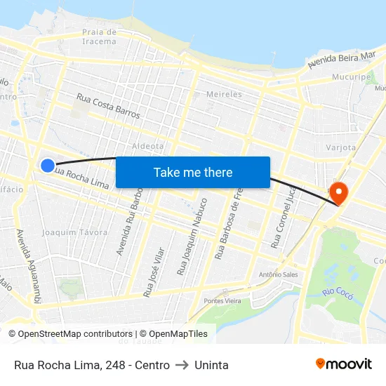 Rua Rocha Lima, 248 - Centro to Uninta map
