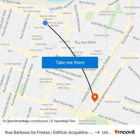 Rua Barbosa De Freitas | Edifício Acqualina - Meireles to Uninta map