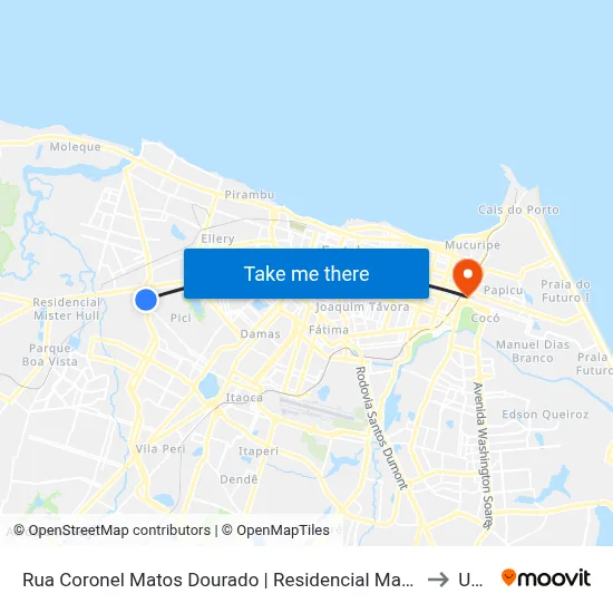 Rua Coronel Matos Dourado | Residencial Matos Dourado - Antônio Bezerra to Uninta map