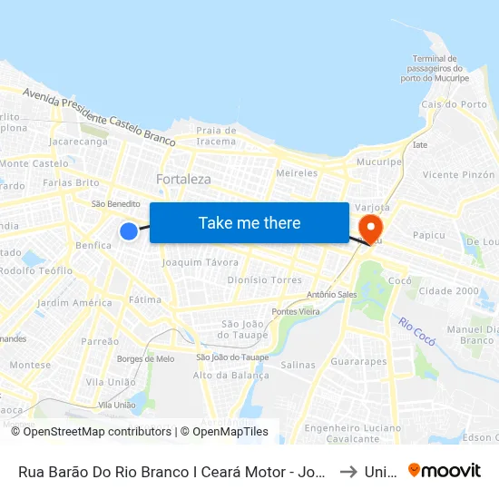 Rua Barão Do Rio Branco I Ceará Motor - José Bonifácio to Uninta map
