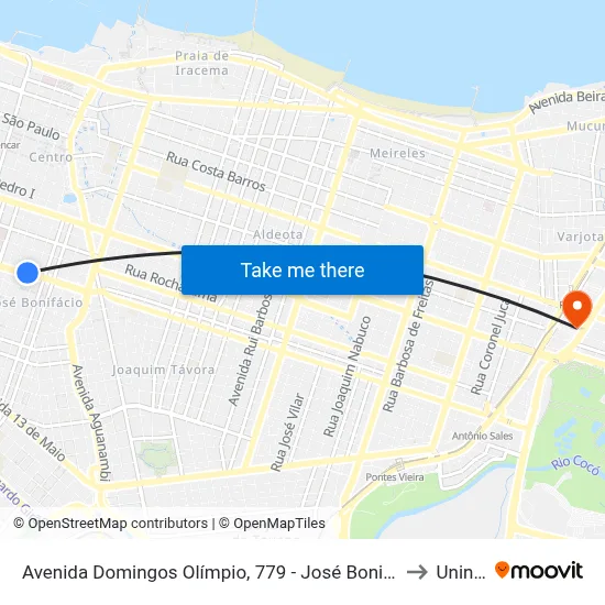 Avenida Domingos Olímpio, 779 - José Bonifácio to Uninta map