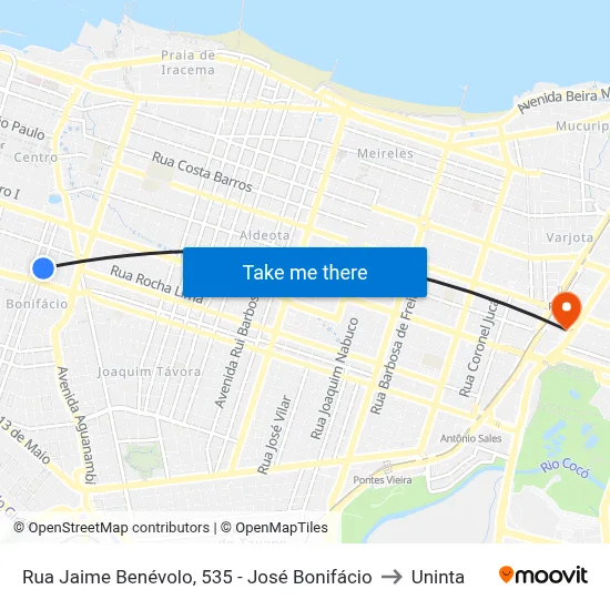 Rua Jaime Benévolo, 535 - José Bonifácio to Uninta map