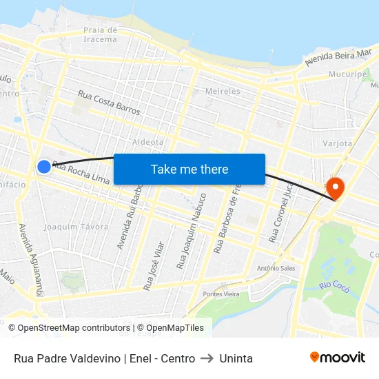 Rua Padre Valdevino | Enel - Centro to Uninta map
