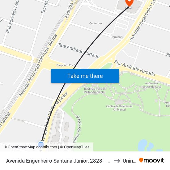 Avenida Engenheiro Santana Júnior, 2828 - Cocó to Uninta map