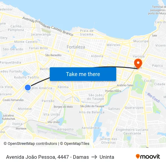 Avenida João Pessoa, 4447 - Damas to Uninta map
