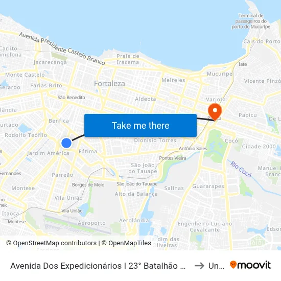 Avenida Dos Expedicionários I 23° Batalhão De Caçadores - Fátima to Uninta map