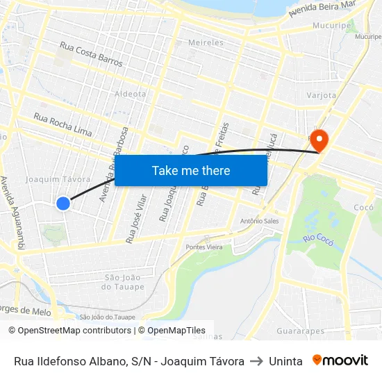 Rua Ildefonso Albano, S/N - Joaquim Távora to Uninta map