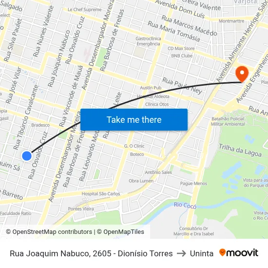 Rua Joaquim Nabuco, 2605 - Dionísio Torres to Uninta map