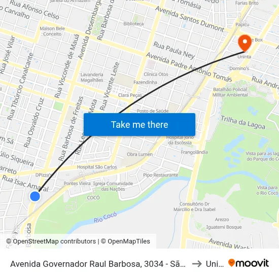 Avenida Governador Raul Barbosa, 3034 - São João Do Tauape to Uninta map