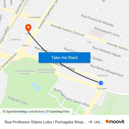 Rua Professor Otávio Lobo | Portugalia Shopping - Cocó to Uninta map