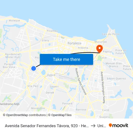 Avenida Senador Fernandes Távora, 920 - Henrique Jorge to Uninta map
